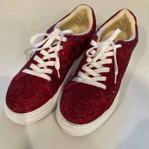 Betsey Johnson Red Glitter Sneakers